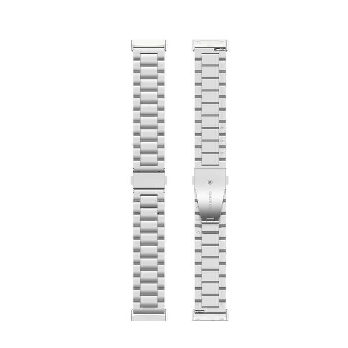 For Fitbit Versa 4 / 3 / Sense / Sense 2 Tri-beads Flat Buckle Titanium Alloy Watch Band(Silver)