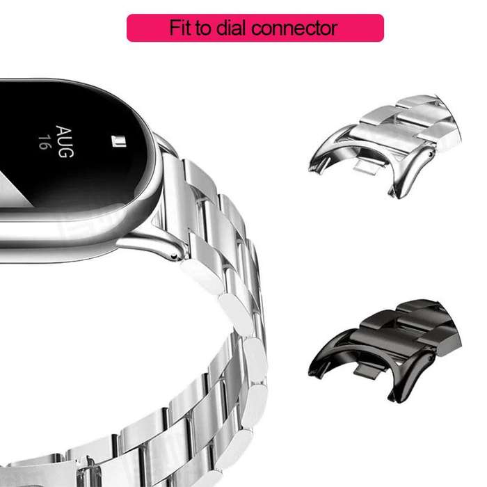For Xiaomi Band 9 / 8 Tri-beads Flat Buckle Titanium Alloy Watch Band(Silver)