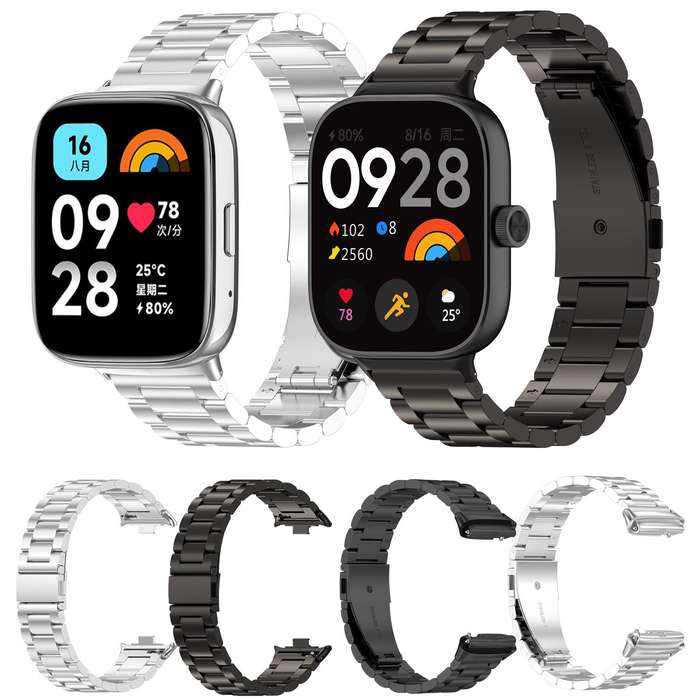 For Xiaomi Band 9 / 8 Tri-beads Flat Buckle Titanium Alloy Watch Band(Silver)