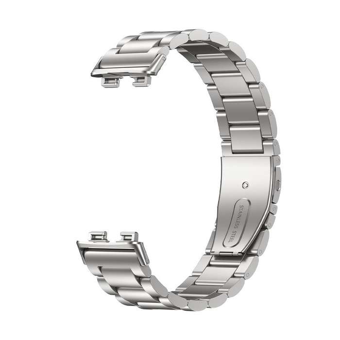 For Huawei Band 10 / 9 / 8 Tri-beads Flat Buckle Titanium Alloy Watch Band(Silver)
