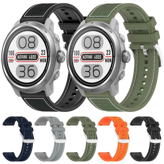 20mm For COROS Pace 2 / Apex 2 42mm xDfind Hybrid Nylon Braid Silicone Watch Band(Midnight Blue)