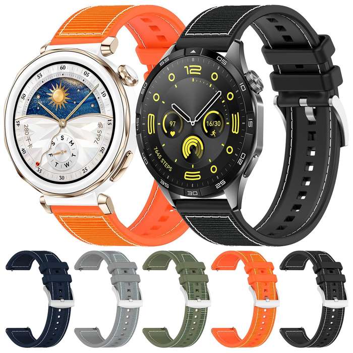 20mm For Huawei Watch GT4 / GT3 / GT2 xDfind Hybrid Nylon Braid Silicone Watch Band(Grey)