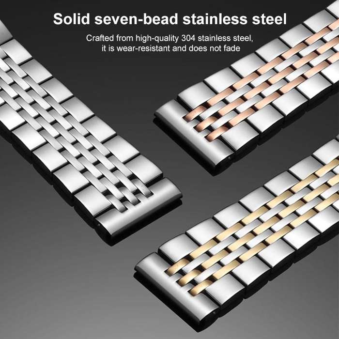 For Google Pixel Watch 3 / 2 / 1 41mm 20mm xDfind Seven-bead Solid Stainless Steel Watch Band(Silver