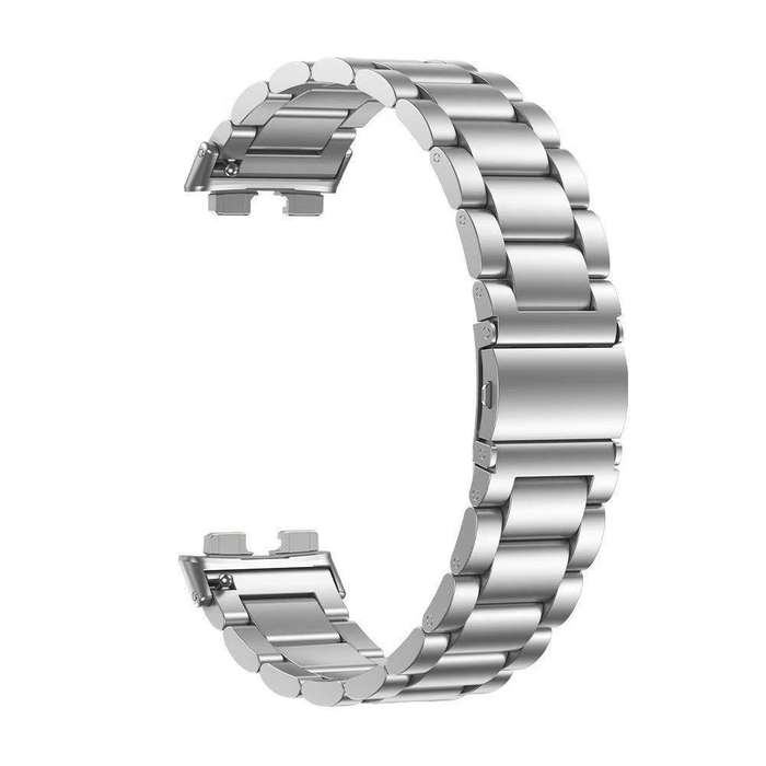 For Honor Band 9 Tri-beads Flat Buckle Titanium Alloy Watch Band(Silver)