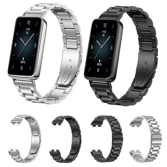 For Honor Band 9 Tri-beads Flat Buckle Titanium Alloy Watch Band(Silver)