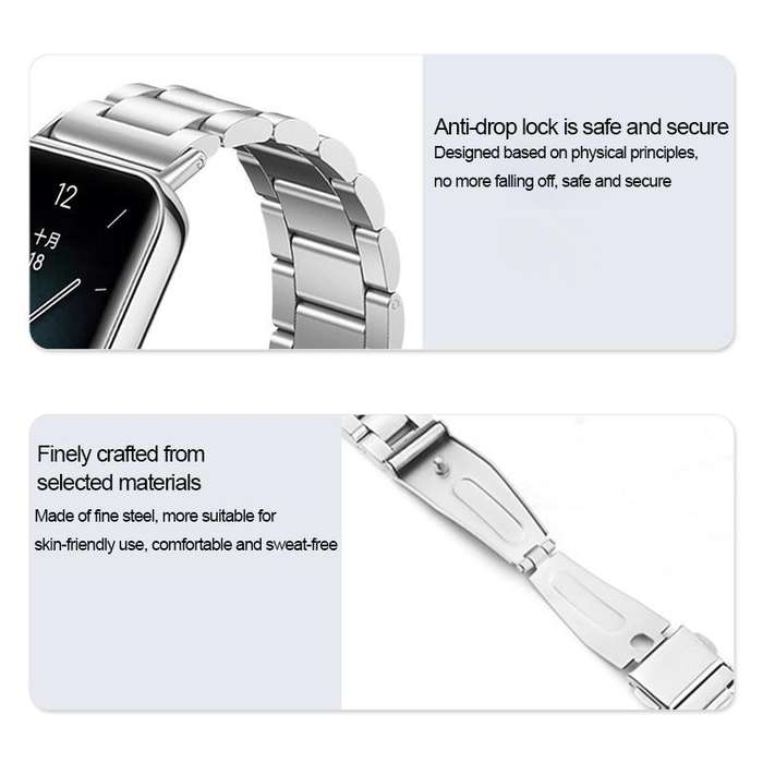 For Honor Band 9 Tri-beads Flat Buckle Titanium Alloy Watch Band(Silver)