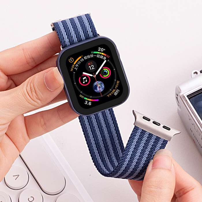 For Apple Watch 42mm / 41mm / 40mm / 38mm Mecha Armor Magnetic Buckle Nylon Watch Band(Brown)