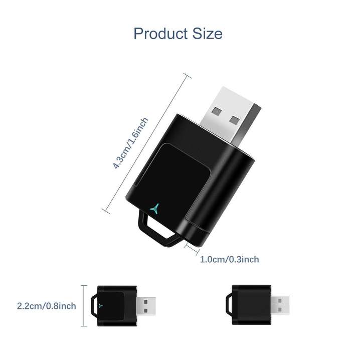 Car CarPlay and Android Auto Wired to Wireless Smart Box USB Adapter(Black)