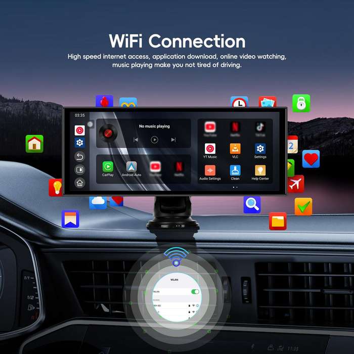 7 inch Android 15 2G+32G Car Reversing Display Monitor Screen Without Rear View Camera WiFi Version(