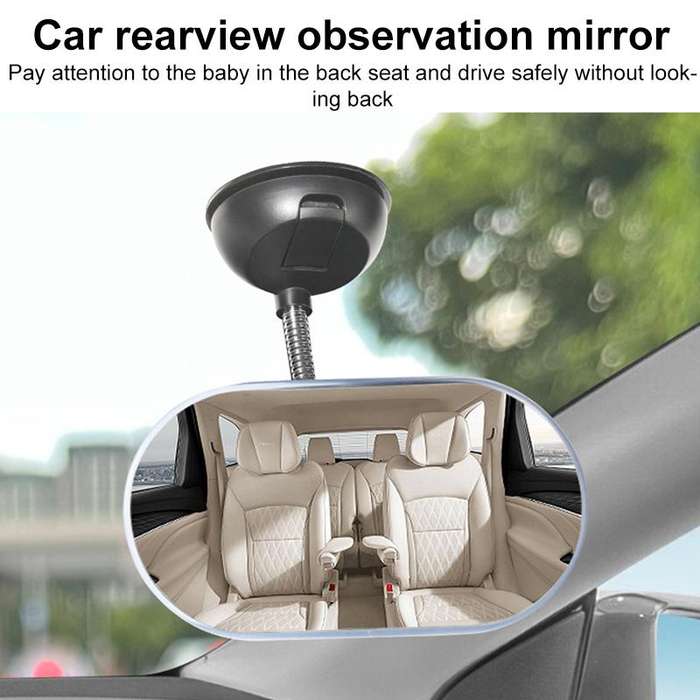 Car Suction Cup Type Wide-angle Rearview Auxiliary Mirror(Black)