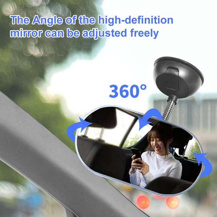 Car Suction Cup Type Wide-angle Rearview Auxiliary Mirror(Black)