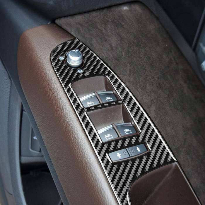 6 in 1 Car Carbon Fiber Window Glass Lifter Panel Decorative Sticker for Audi Q7 2008-2015, Right Dr