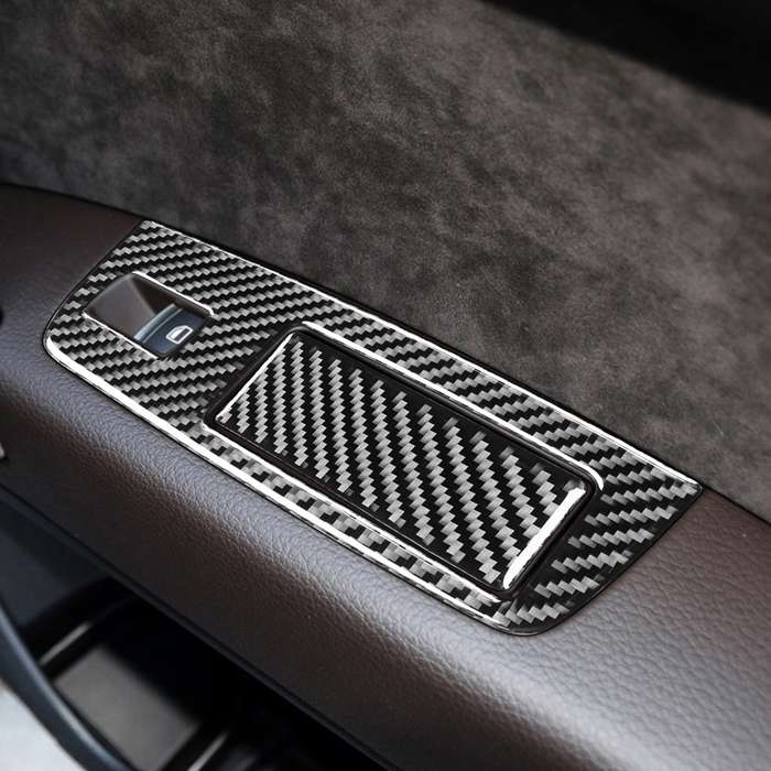 6 in 1 Car Carbon Fiber Window Glass Lifter Panel Decorative Sticker for Audi Q7 2008-2015, Right Dr