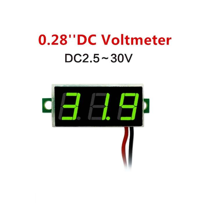 10 PCS 0.28 inch 2 Wires Adjustable Digital Voltage Meter, Color Light Display, Measure Voltage: DC