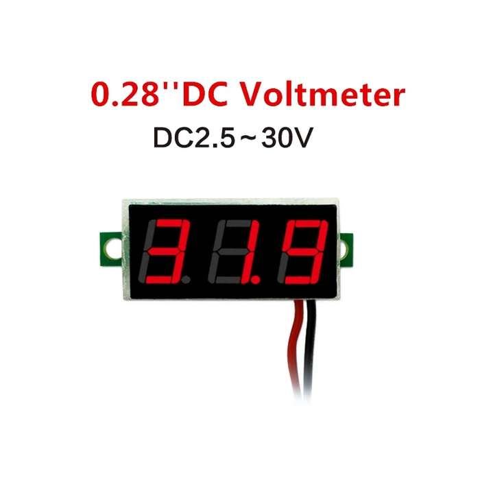 10 PCS 0.28 inch 2 Wires Adjustable Digital Voltage Meter, Color Light Display, Measure Voltage: DC