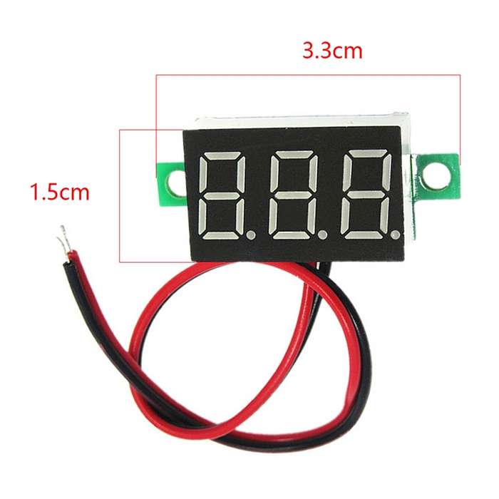 10 PCS 0.36 inch 2 Wires Digital Voltage Meter, Color Light Display, Measure Voltage: DC 2.5-30V (Re