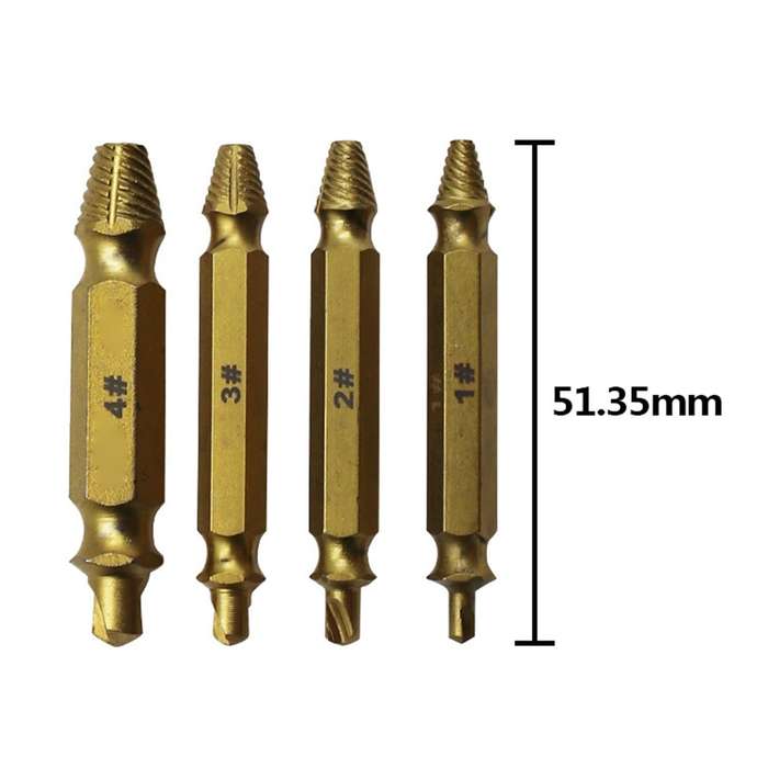 4 in 1 Screw Extractor Drill Bits Tool Broken Bolt Remover(1#, 2#, 3#, 4#), with Plastic Case