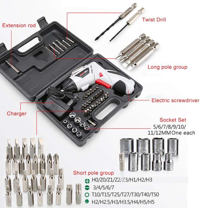 4.8V Multi-functional Household Electric Screwdriver Electric Drill Electric Screwdriver Set US Plug