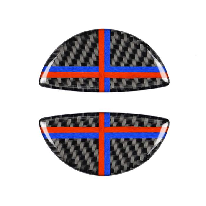 2 PCS Red Blue Color R / F Universal Car Door Handle Carbon Fiber Decorative Sticker for BMW Mini R5