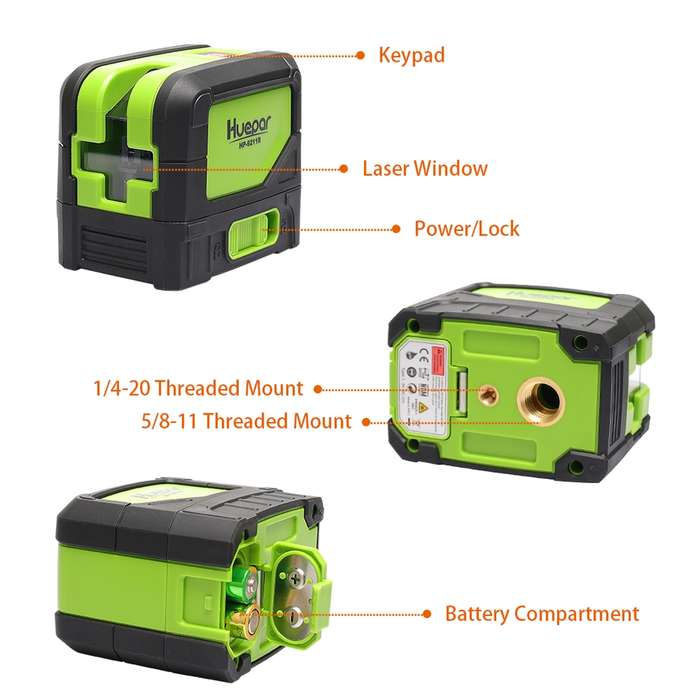 9211R 1V1H 10mW 2 Line 2 Dot Red Beam Laser Level Covering Walls and Floors (Red)