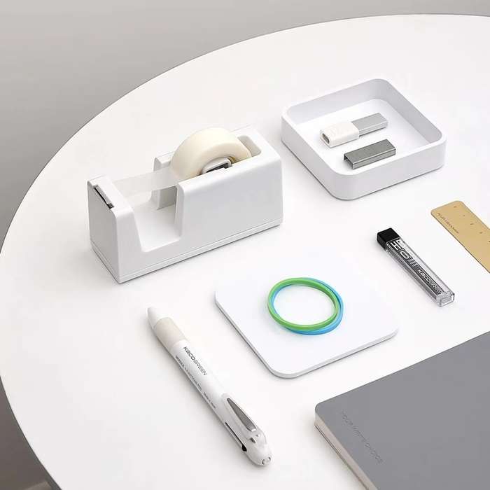Original Xiaomi Youpin Kaco LEMO Tape Dispenser with 2 Rolls Tapes & Staples(White)