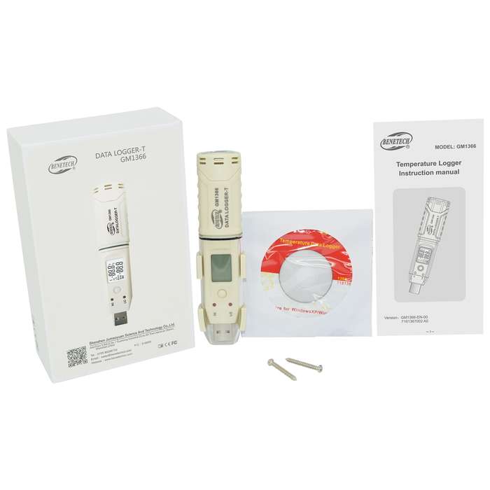 BENETECH GM1366 USB Digital Temperature and Humidity Recorder Meter with Alarm