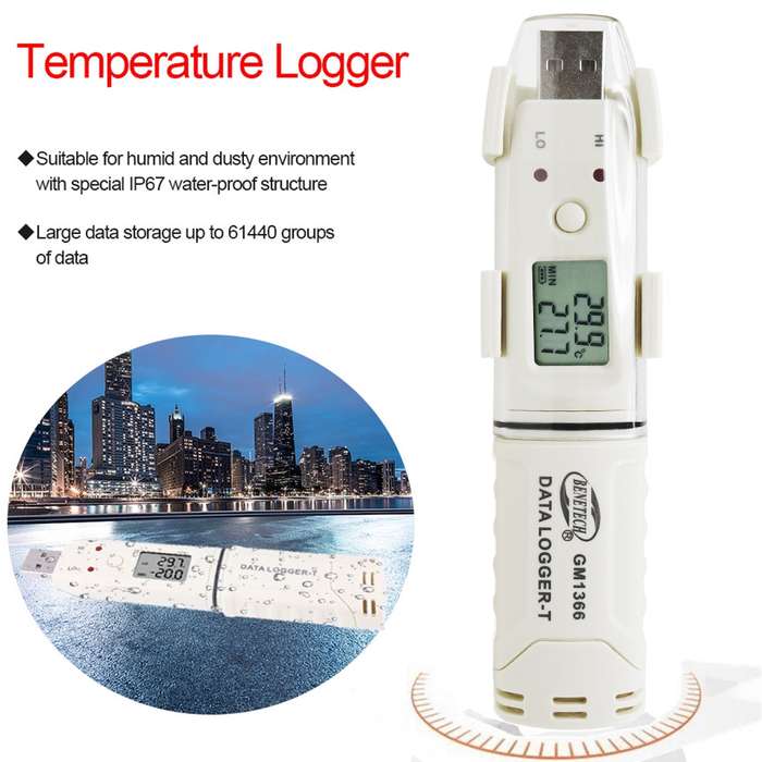 BENETECH GM1366 USB Digital Temperature and Humidity Recorder Meter with Alarm