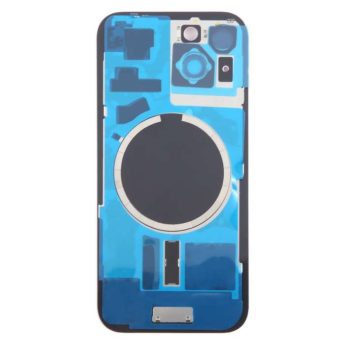 For iPhone 15 Plus Battery Back Cover with Camera Lens Cover + MagSafe Magnet(Blue)
