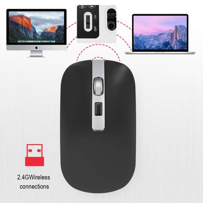 HXSJ M30 Rechargeable Wireless Mouse Metal Wheel Mute 2.4G Office Mouse 500 mAh Built-in Battery(Gre