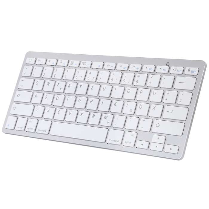 WB-8022 Ultra-thin Wireless Bluetooth Keyboard, German Keys(Silver)