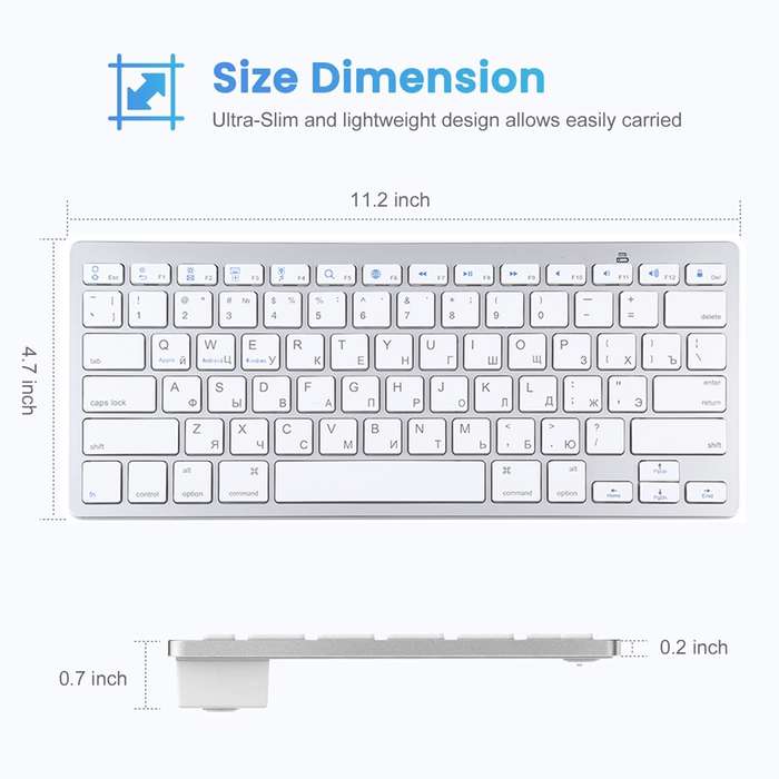 WB-8022 Ultra-thin Wireless Bluetooth Keyboard for iPad, Samsung, Huawei, Xiaomi, Tablet PCs or Smar