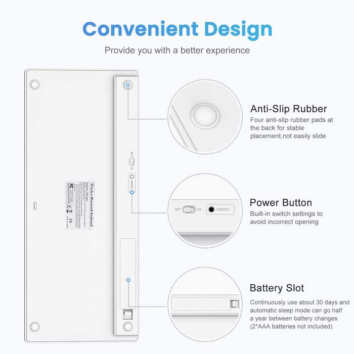 WB-8022 Ultra-thin Wireless Bluetooth Keyboard for iPad, Samsung, Huawei, Xiaomi, Tablet PCs or Smar