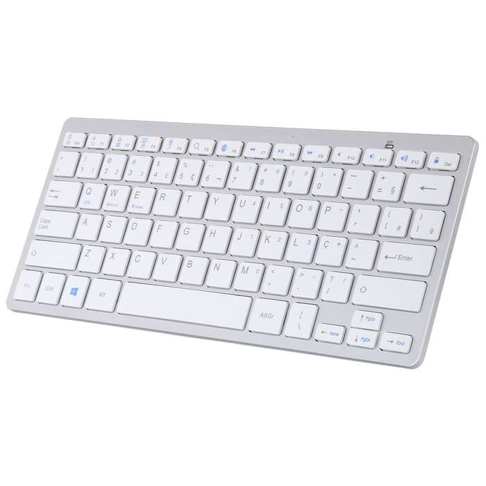 WB-8022 Ultra-thin Wireless Bluetooth Keyboard, Portuguese Keys(Silver)