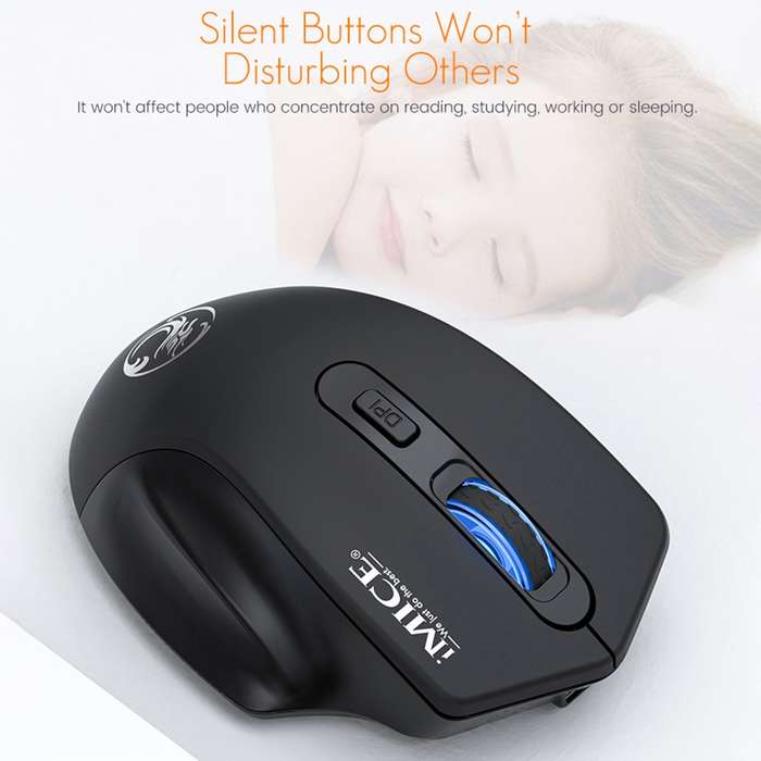 iMICE G-1800 Rechargeable 4 Buttons 1600 DPI 2.4GHz Silent Wireless Mouse for Computer PC Laptop(Bl