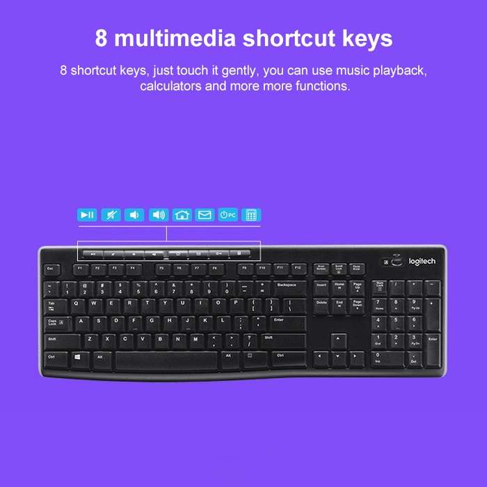 Logitech K270 Single Wireless Ultra-thin Silent Keyboard (Black)
