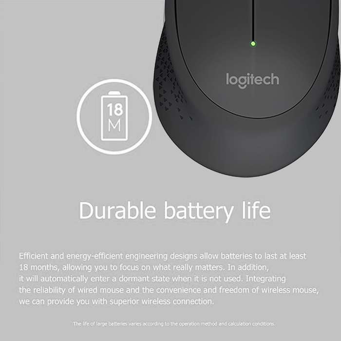 Logitech M280 2.4GHz 3-keys 1000DPI Wireless Optical Mouse, Wireless Range: 10m(Black)