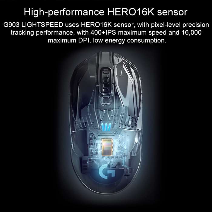 Logitech G903 LIGHTSPEED 16000 DPI 11 Buttons HERO 16K Sensor RGB Backlight Left and Right Hands Uni