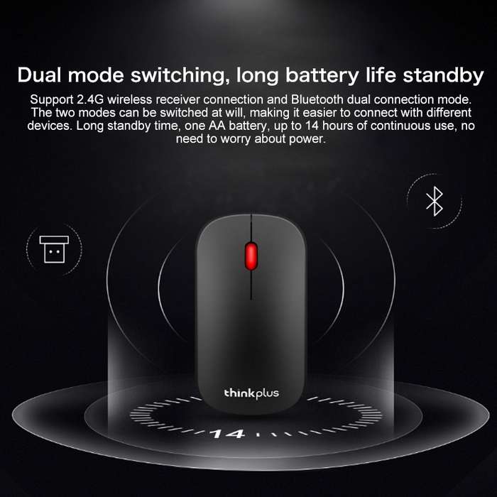 Lenovo thinkplus Portable Business Style Wireless Bluetooth Mouse (Black)