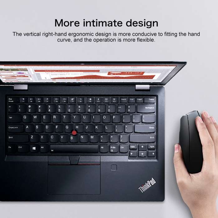 Lenovo thinkplus Ergonomics Design Wireless Mouse (Black)
