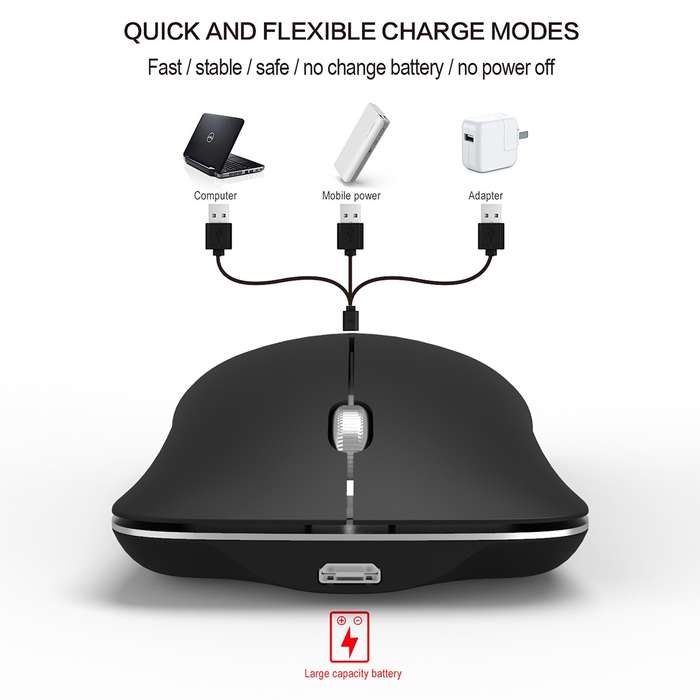 HXSJ T23 Bluetooth + 2.4GHz Wireless Dual Modes 4-Keys 1600 DPI Adjustable Ergonomics Optical Mouse