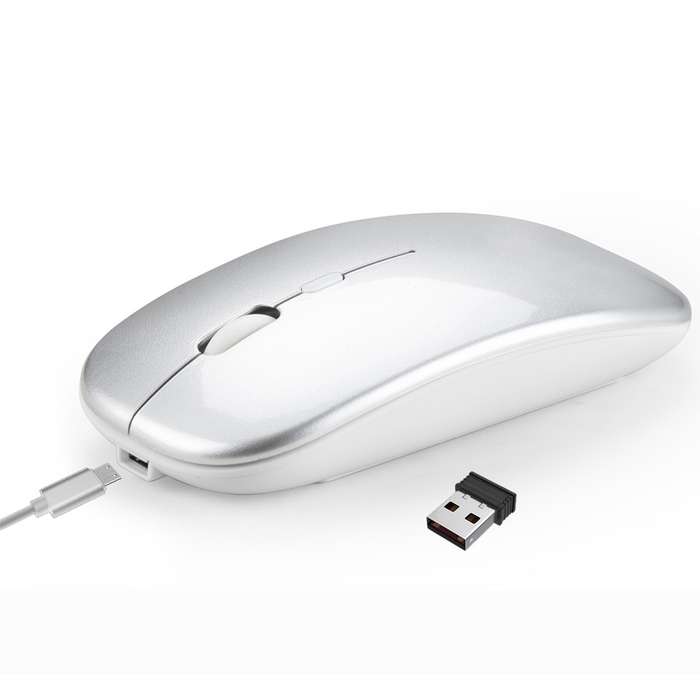 HXSJ M90 2.4GHz Ultrathin Mute Rechargeable Dual Mode Wireless Bluetooth Notebook PC Mouse(Black)