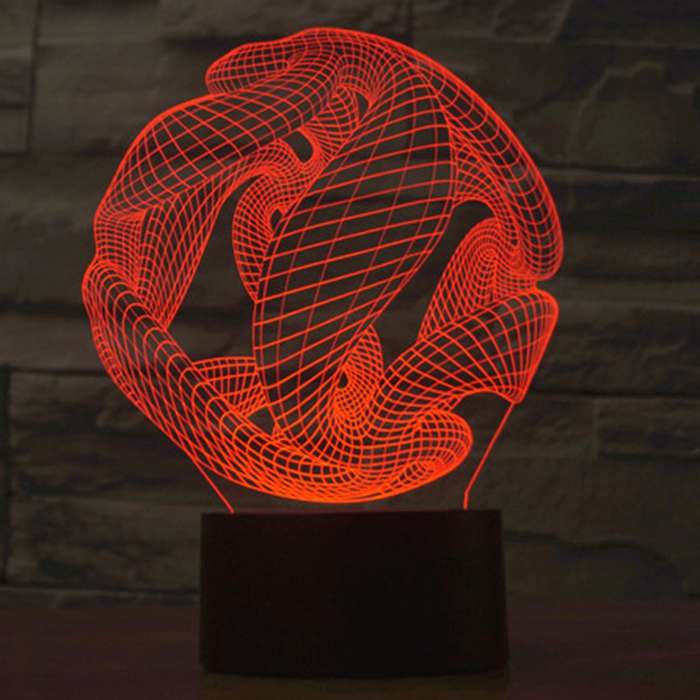 Abstract Style 3D Touch Switch Control LED Light , 7 Color Discoloration Creative Visual Stereo Lam