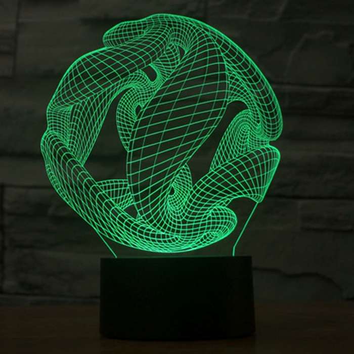 Abstract Style 3D Touch Switch Control LED Light , 7 Color Discoloration Creative Visual Stereo Lam
