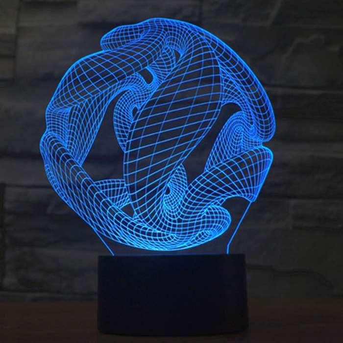 Abstract Style 3D Touch Switch Control LED Light , 7 Color Discoloration Creative Visual Stereo Lam
