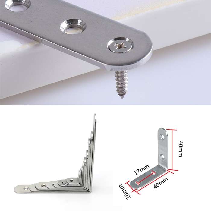 10pcs Stainless Steel 90 Degree Angle Bracket,Corner Brace Joint Bracket Fastener Furniture Cabinet