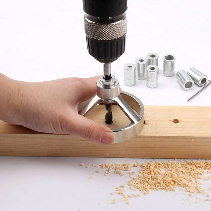 8 in 1 Drill Guide Vertical Pocket Hole Jig 5/6/7/8/9/10/12mm Drill Bit Hole Locator Stainless Steel