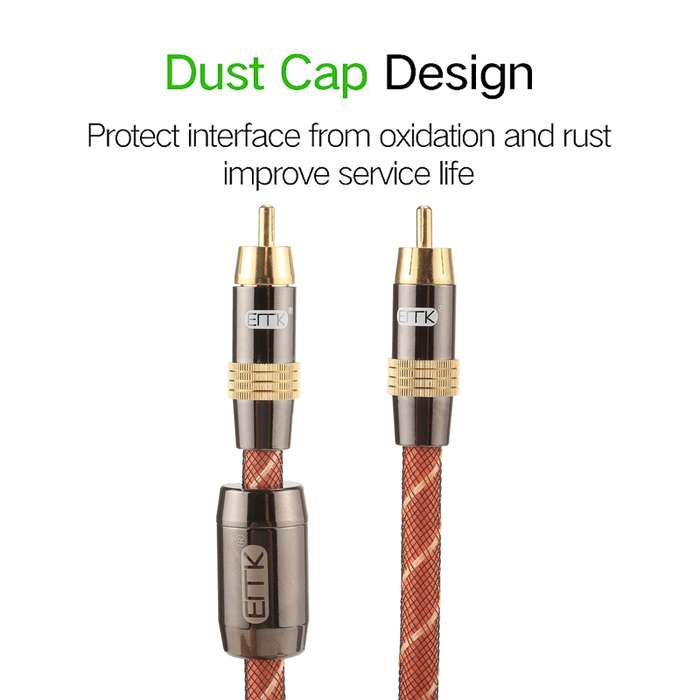 EMK TZ/A 8m OD8.0mm Gold Plated Metal Head RCA to RCA Plug Digital Coaxial Interconnect Cable Audio