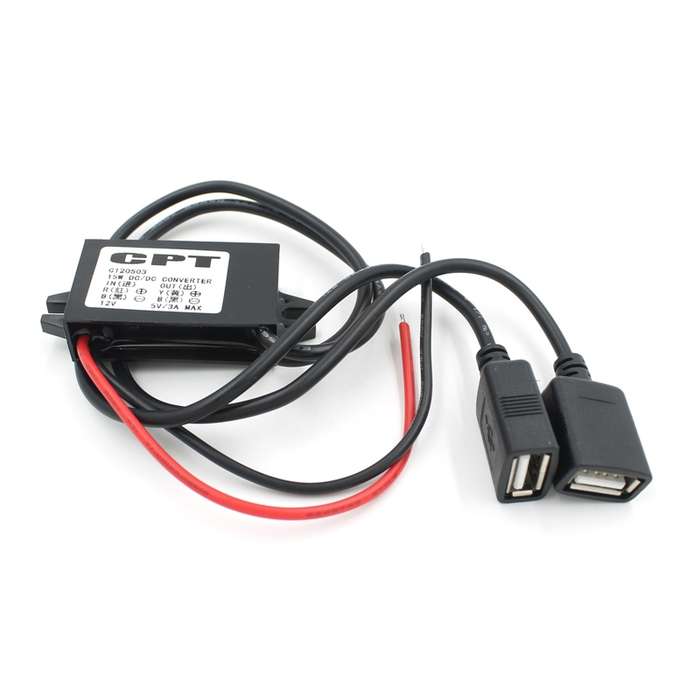 Car Motorcycle Dual USB Car Charger DC 12V To 5V 3A Power Adapter with for Car GPS Tracker DVR, Leng