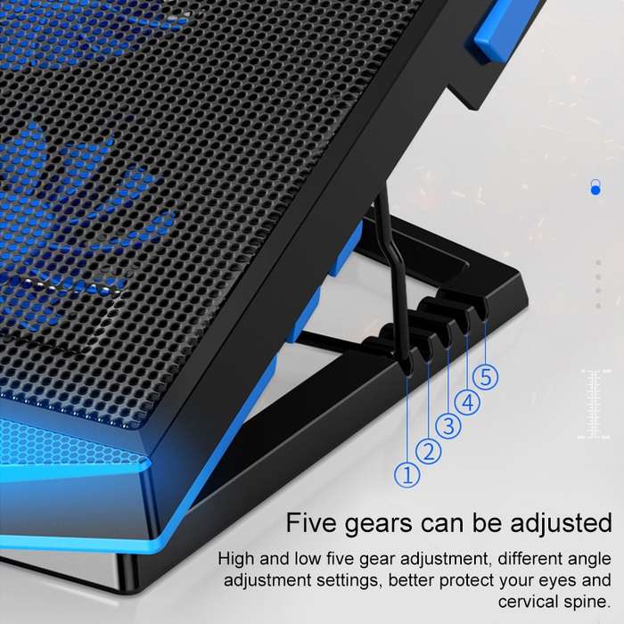 dual USB Ports Five-core Radiator Notebook Computer  Holder (Blue)