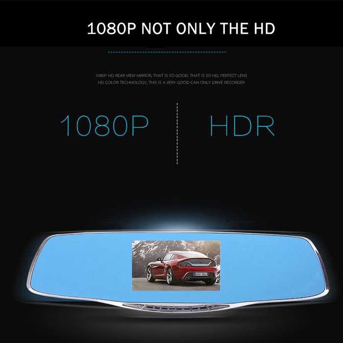 G835 HD 1080P 4.3 inch Screen Display Rearview Mirror Vehicle DVR, Generalplus 2248, 2 Cameras 170 D